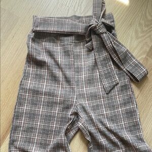 Chic Plaid Tie-Waist Trousers